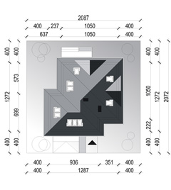 Projekt domu jednorodzinnego-DOM DOPASOWANY XL- minimalne wymiary działki.