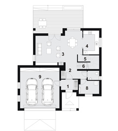 Projekt domu jednorodzinnego-DOM DOPASOWANY XL- rzut parteru
