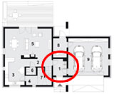 Wygodny wiatrołap to pomieszczenie, gdzie będzie miejsce na swobodne ubieranie się co najmniej 2-3 osób. Na zdjęciu rzut parteru gotowego projektu domu - DOM FUNKCJONALNY XL - autorstwa Biura Projektowego NNDOM.