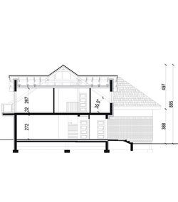 Projekt domu jednorodzinnego-DOM SOLIDNY-przekrój pionowy